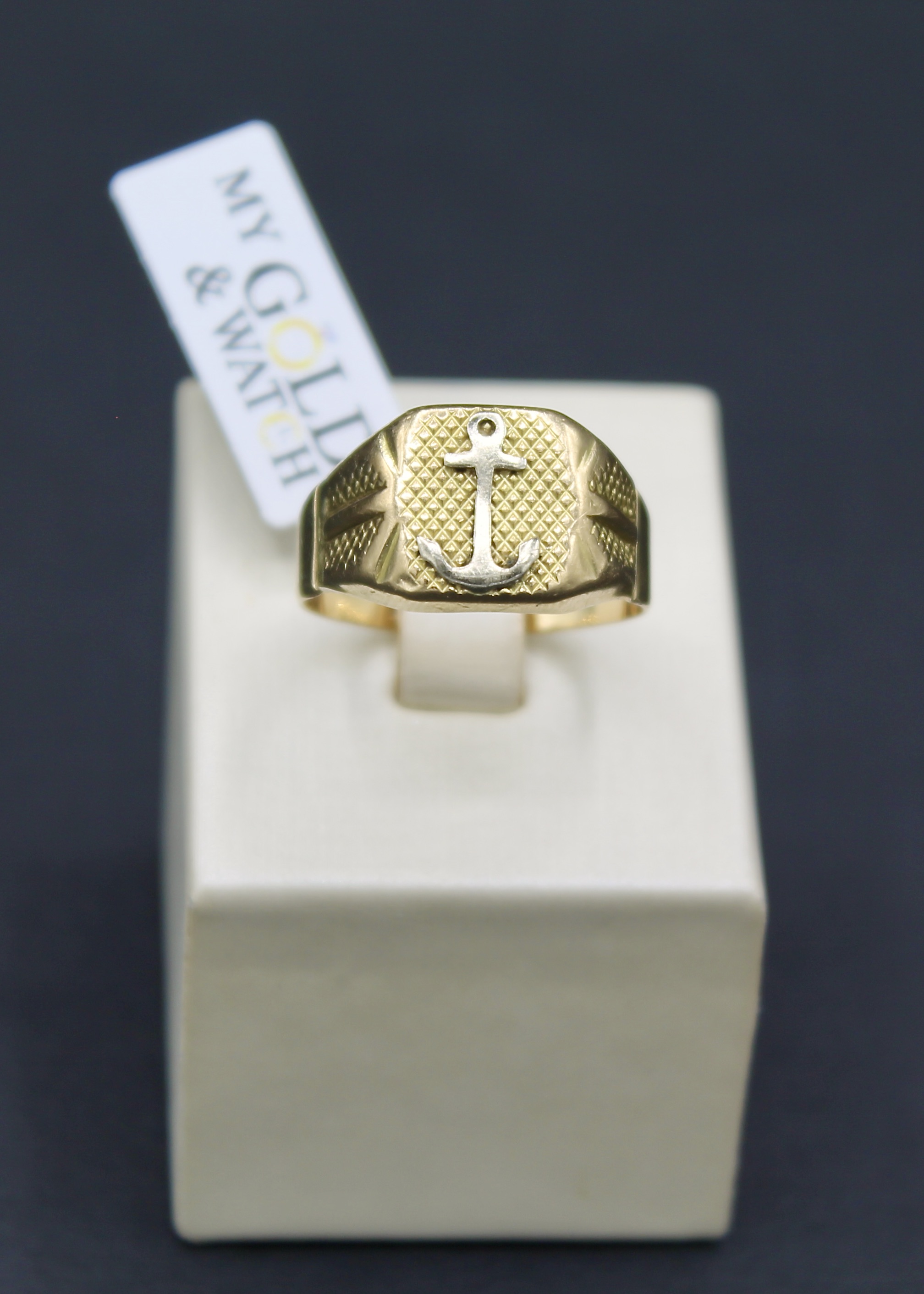 Anello uomo oro giallo 18k con ancora