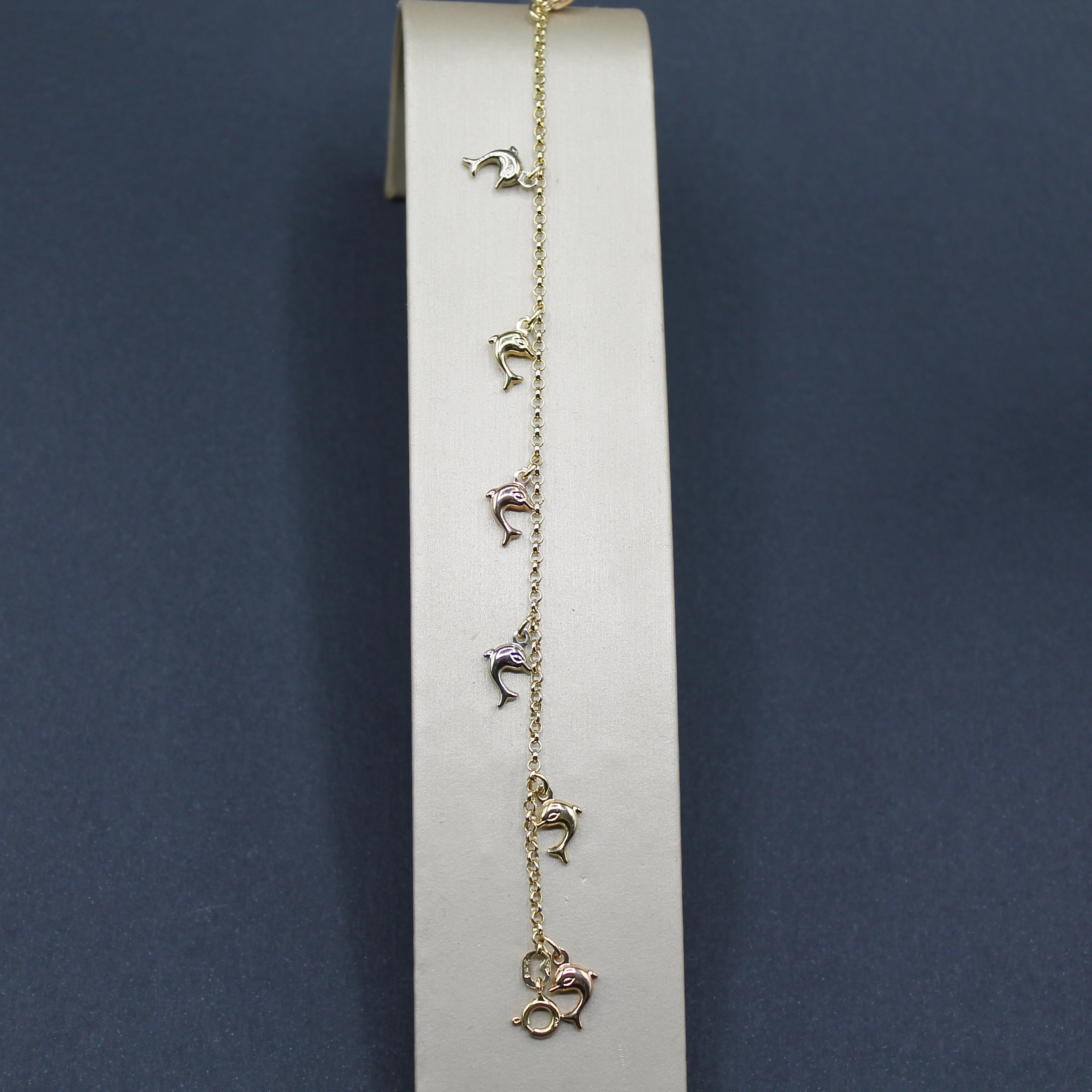 bracciale oro giallo,rosa e bianco 18k con pendenti