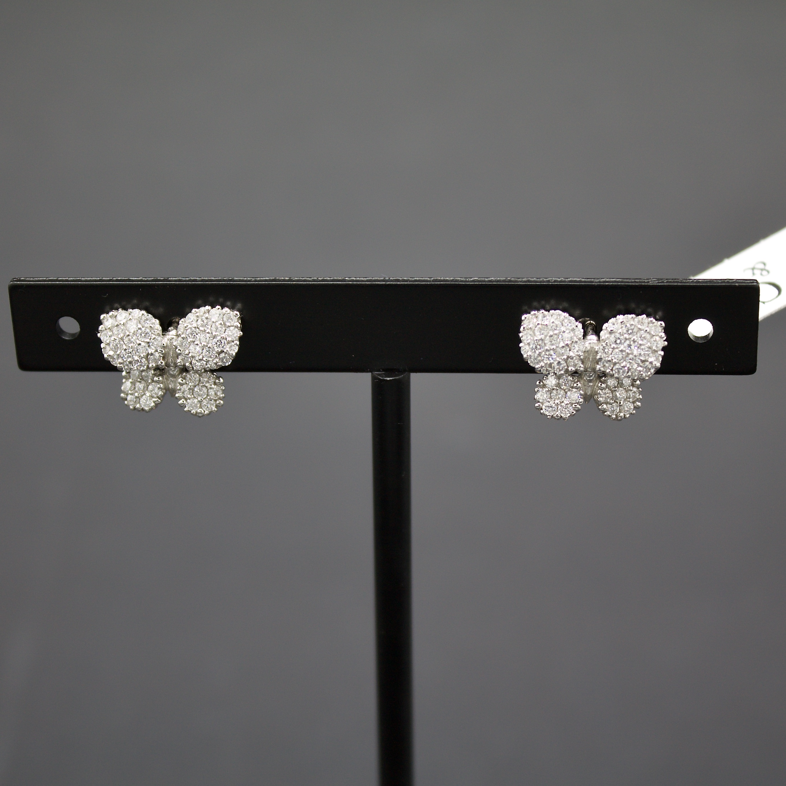 orecchini farfalla in oro bianco 18k zirconia